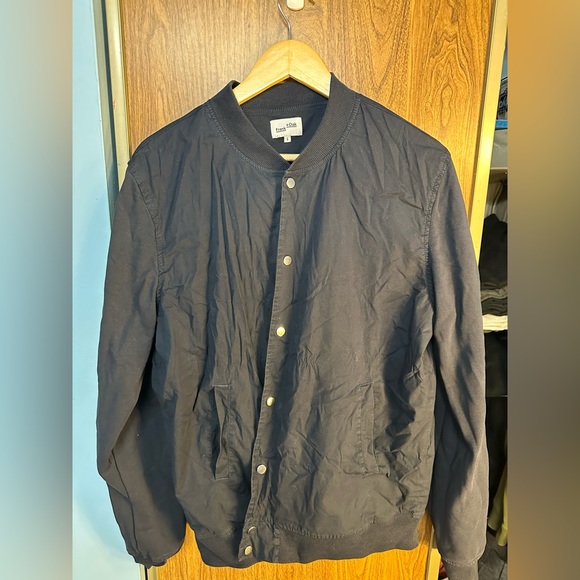 Frank & Oak Dark Navy Button Bomber Jacket - Picture 1 of 2